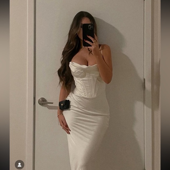 House of CB CHARMAINE IVORY CORSET MAXI DRESS white XS NWOT - Picture 5 of 13